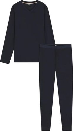 HUGO BOSS Pyjamaset van twee delen - Heren - Pyjama - Blauw - L - Katoen - Nachtkleding