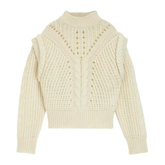 HUGO BOSS C Fasta Sweater - Dames - Ronde hals truien - Wit - M - Wol - Truien & Vesten