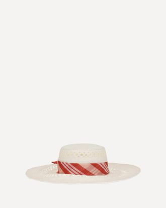 Ermanno Scervino Wide-brim Hat with vichy print silk scarf Female S