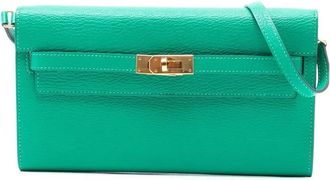 Herm&egrave;s 2021 Chevre Mysore Kelly To Go Wallet crossbody bag - Verde