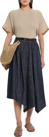 Brunello Cucinelli Denim A-Line Skirt - Navy
