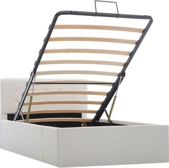 vidaXL Cama Canap&eacute; Hidr&aacute;ulica Cuero Sint&eacute;tico Blanco 90x200 Cm Vidaxl