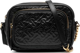Burberry Pre-owned Cross Body Bags, female, Black, Size: ONE SIZE Pre-owned Leather Embossed Pattern Bag