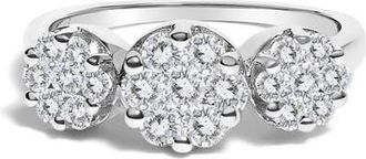 House of Brilliance 14K White Gold 1 1/4 Cttw Diamond Three Cluster Engagement Ring at Nordstrom, Size 6.75