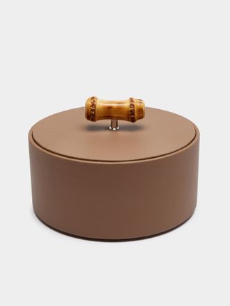 Lorenzi Milano Bamboo and Leather Tidy