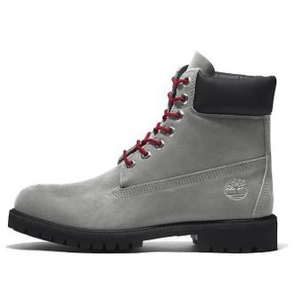 Timberland Premium 6 Inch Boots Grey Nubuck with Red A5S6ZD52