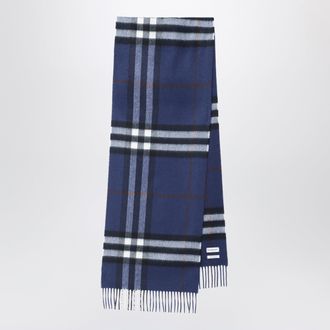 Burberry Blue cashmere scarf with a checked pattern