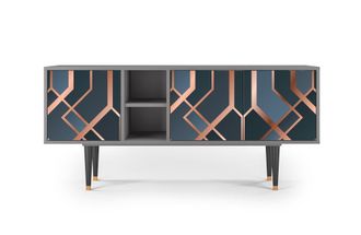 StoryZ Mueble de TV azul-verde 3 puertas L 150 cm