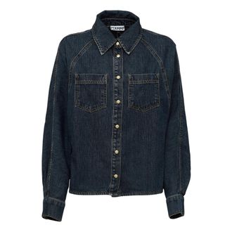 Ganni Overhemden, Dames, Blauw, S, Denim, Denim Shirt