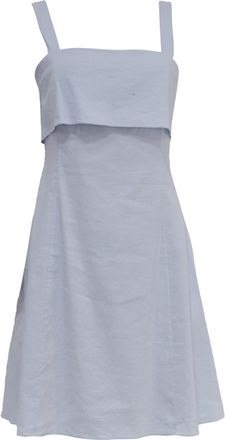 Theory Draped-Back Mini A-Line Dress in Light Blue Linen