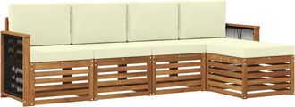 vidaXL Conjunto De Sof&aacute;s De Exterior 5 Uds. Natural Y Crema Vidaxl