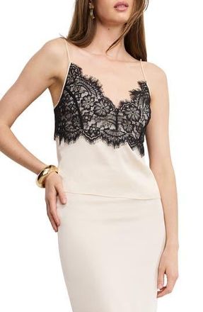 Good American Lace & Satin Camisole in Ecru003 at Nordstrom Rack, Size Large