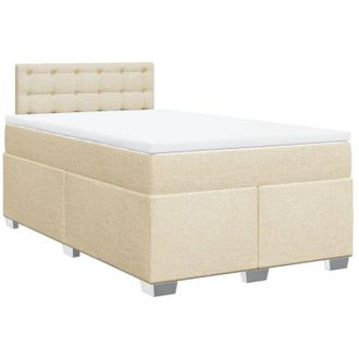 vidaXL Cama Box Spring Con Colch&oacute;n Tela Color Crema 120x200 Cm Vidaxl