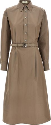 Fendi Gray Cotton Midi Womens Dress