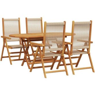 vidaXL Conjunto De Comedor De Jard&iacute;n 5 Pcs Beige Vidaxl