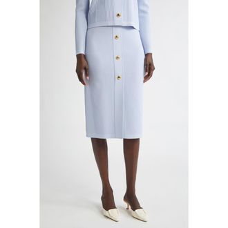 St. John Mixed Stitch Flatback Rib Skirt in Blue Lagoon at Nordstrom, Size X-Small