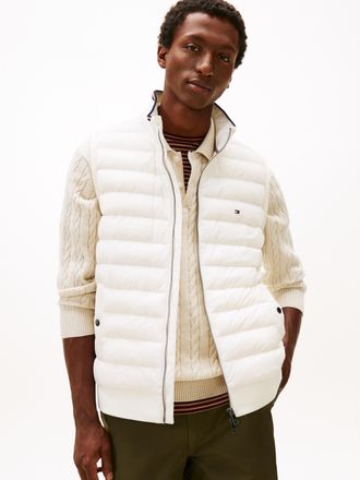 Tommy Hilfiger Steppweste TOMMY HILFIGER MIX MEDIA, Herren, Gr. XXL, ivory petal, Sweatware, Obermaterial: 72% Baumwolle, 28% Polyester, normal normal, Westen Steppw