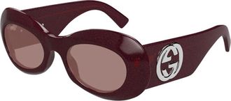 Gucci Ladies Black Oval Sunglasses GG1696S 003 51