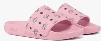 MCM Womens Monogram Print Rubber Slides in Soft Pink at Nordstrom, Size 38