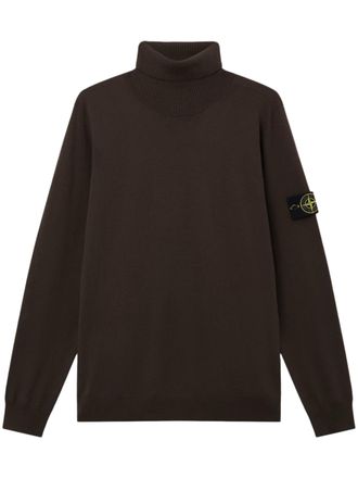 Stone Island T-Neck Ribbed Logo Turtleneck Top