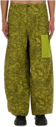 Ten c Wide Leg Cargo Broek met Opgestikte Zak - Heren - Wijde Broeken - Groen - L - Broeken