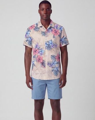 Lords of Harlech Exotic Floral Mens Linen Printed Shirt in Exotic Floral Natural at Nordstrom, Size Xx-Large