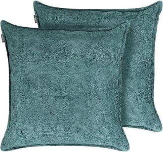 Beliani Conjunto De 2 Cojines Decorativos Cuadrados 50 X 50 Cm Azul Verpis