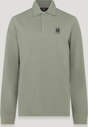 Belstaff Long Sleeved Polo Mens Cotton Pique Sage Green Size XL