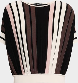 Max Mara Pegola Pleated Striped Knit Shirt