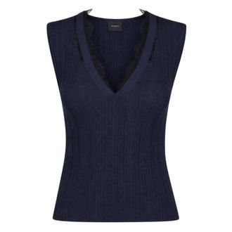 Pinko Sleeveless Tops, female, Blue, Size: M Montanaia Top