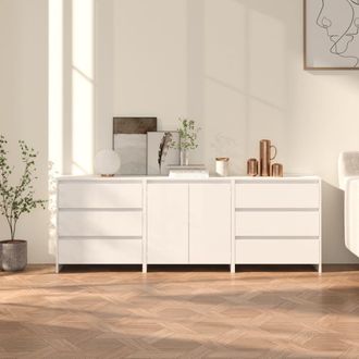 Berkfield Home 3 Piece Sideboard White Engineered Wood