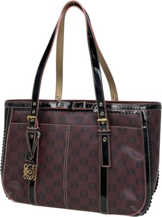 Loewe Bordeaux Coated Canvas Leather Shoulder Bag Tote Bag (Pre-Owned)