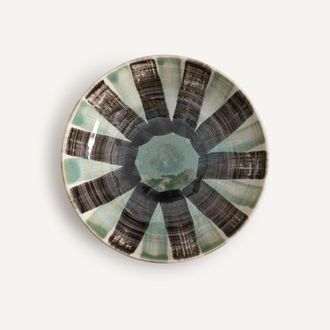 AM.PM Set van 4 soepborden van gestreept steengoed, VIANA