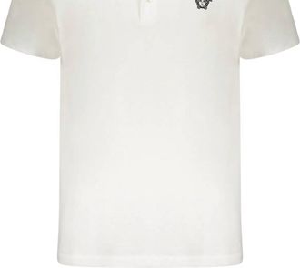 Versace Mens Embroidered Cotton Polo Shirt In White