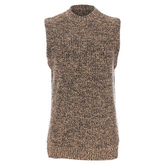Ganni Ganni Mock neck Sleeveless Vest Sweater in Brown Merino Wool