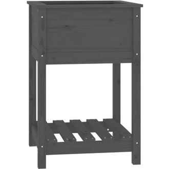 vidaXL Vidaxl - Jardinera Con Estante Madera Maciza De Pino Gris 54x34,5x81 Cm