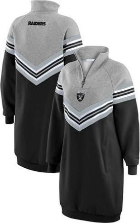 WEAR by Erin Andrews Womens WEAR by Erin Andrews Black/Heather Gray Las Vegas Raiders Chevron Stripe Dress at Nordstrom, Size Xx-Large