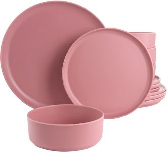 Gibson Home Canyon Crest 12 Piece Round Melamine Dinnerware Set in Pink at Nordstrom