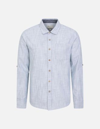 Mountain Warehouse Mens Mountain Warehouse Mens Coconut Textured Long-Sleeved Shirt - Blue - Size: 40/Regular