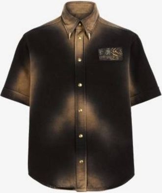 Roberto Cavalli Burnout Cotton Short-Sleeve Shirt, Size X-Small