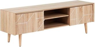Beliani Beliani - Retro tv Cabinet Stand with Storage Shelves Cable Management Light Wood Franklin