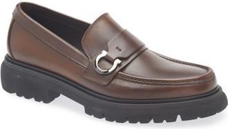 Ferragamo Andover Gancini Lug Sole Loafer in Midbrown/Hickory T.moro at Nordstrom, Size 11.5