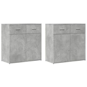 Berkfield Home Sideboards 2 pcs Concrete Grey 79x38x80 cm Engineered Wood | Size: 79 x 38 x 80 cm