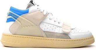 RUN OF Witte leren en su&egrave;de sneakers - Heren - Sneakers - Wit - 41 EU - Su&egrave;de - Schoenen