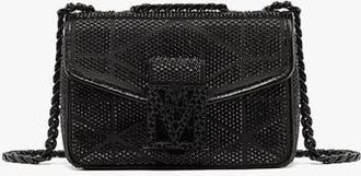 MCM Travia Quilted Shoulder Bag in Crystal Satin Nylon in Black at Nordstrom