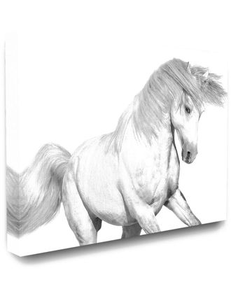 Stupell Industries The Stupell Home Decor Collection Majestic Black And White Horse Bucking In The Wind Painting
