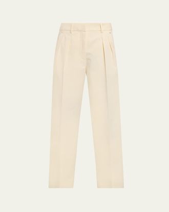 Moncler Pleated Wide-Leg Cropped Trousers