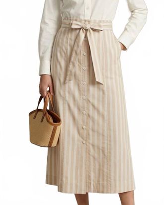Starkx Wendy Midi Skirt In Taupe Stripe