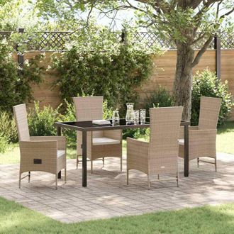 vidaXL Conjunto De Comedor De Jard&iacute;n 5 Pcs Beige Rat&aacute;n Sint&eacute;tico Vidaxl