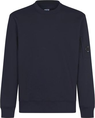 C.P. Company Felpa Girocollo con Dettaglio Lente Diagonale in Fleece Garzato - - Sweatshirts & Hoodies - Uomo - Blu - S